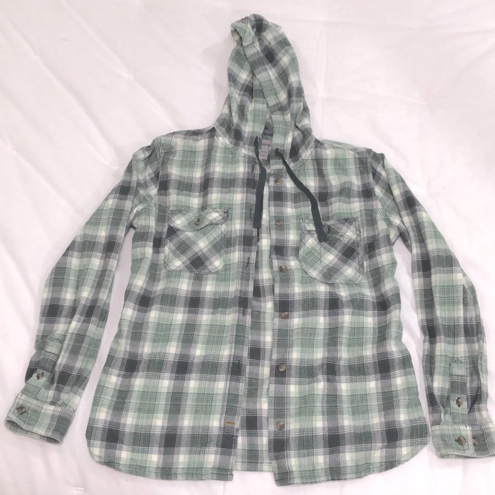 Women’s small green grey Carhartt button down hoodie.